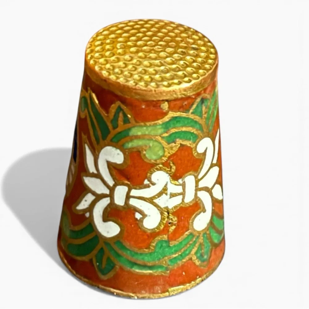Vintage‎ Cloisonné Enamel Thimble Turtle Design